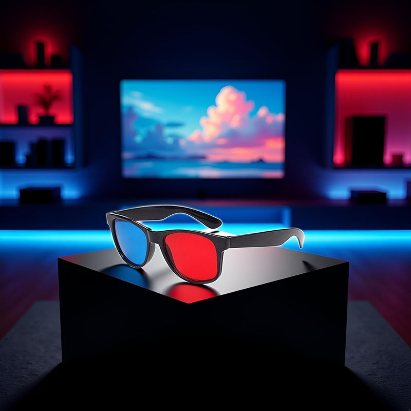 1Pc 3D Glasses,3D Viewing Glasses,Universal TV Movie Dimensional Video Frame 3D,DVD Game 3D Style,Televisions Accessories, Weightlight Simple Design (Red and Blue)