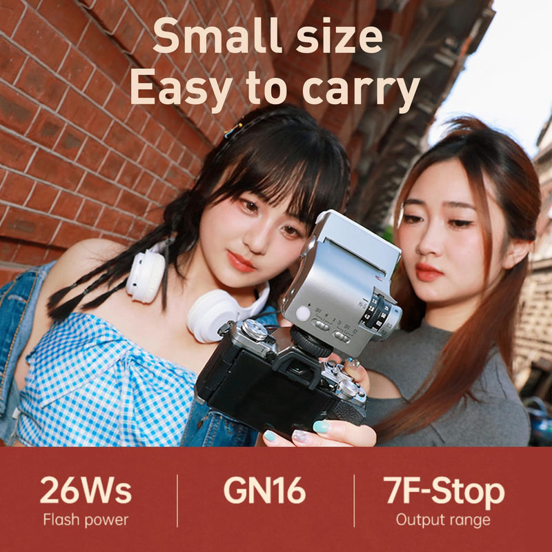 JINBEI Hi-5 Retro Flash GN16 26Ws 2500mAh Portable Camera Flash, 650 Flashes Full Power Universal Hot Shoe, Compatible with Canon Nikon Fuji Panasonic Olympus Sony Cameras and for DSLR Cameras