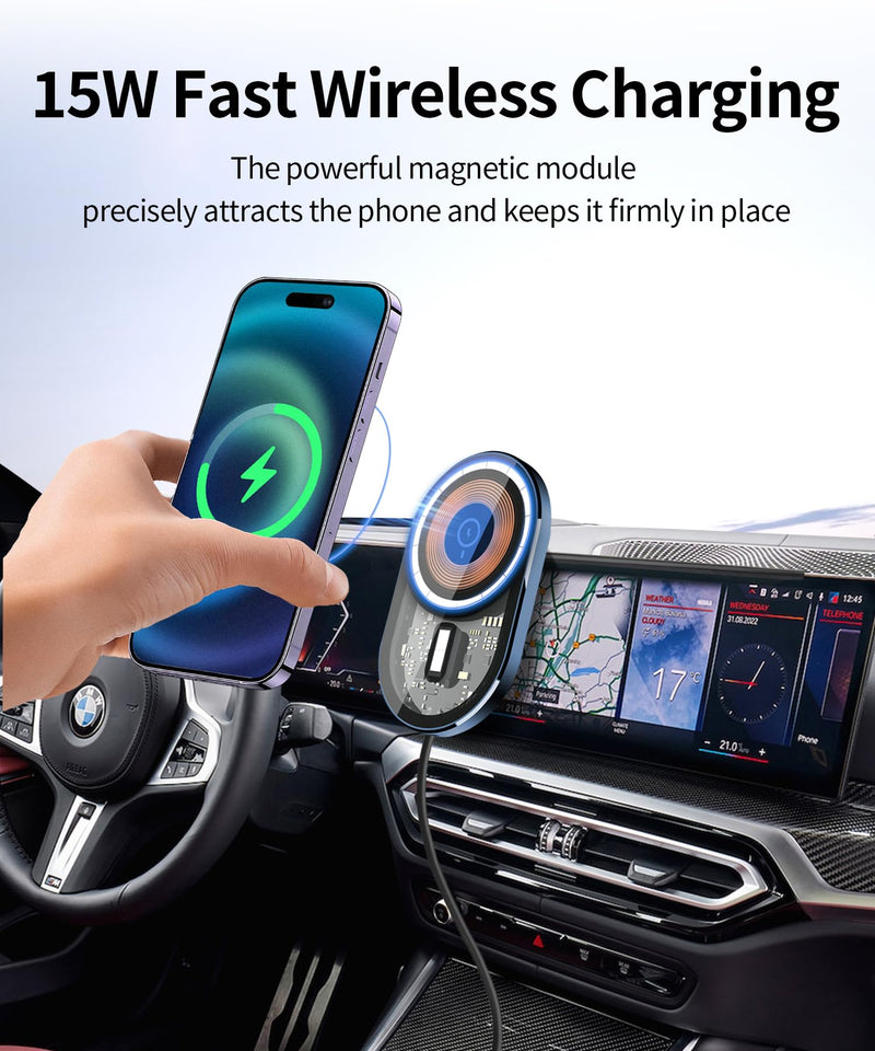 Wireless Charging Car Phone Holder for BMW 2/3/4 Series 2023-2026, i4 22-26 | 2 Series 2025-2026,4 Series 24-26,Magsafe Accessories Fast Charging Magnetic Cell Phone Holder Compatible with iPhone Android 14.9-inch for 3 Series/ 4 Series/ 2 Series/ i4