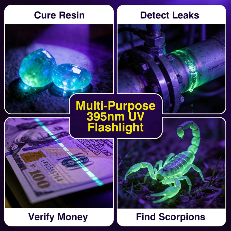 ULTRAFIRE 16W Powerful 395nm Black Light UV Flashlight - Rechargeable LED Ultraviolet Lights Flashlights, for Dog/Cat Urine Detection, Dry Stains, Finding Scorpion, Resin Curing