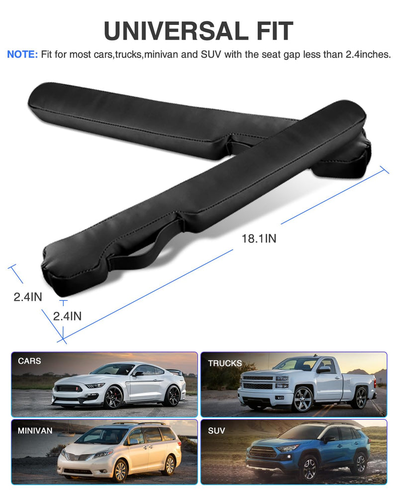 Leather Car Seat Gap Filler Universal for Car Truck SUV to Block The Gap Between Seat and Console Stop Things from Dropping 2 Sets Black