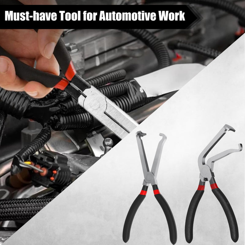 Electrical Disconnect Pliers, 37960 & 37980 Electric Disconnect Plier, 60 Degree Curved Jaw & Straight Automotive Tools for Connector Push Plugs Fuel Line Removal Car Repair Straight & 60° Pliers