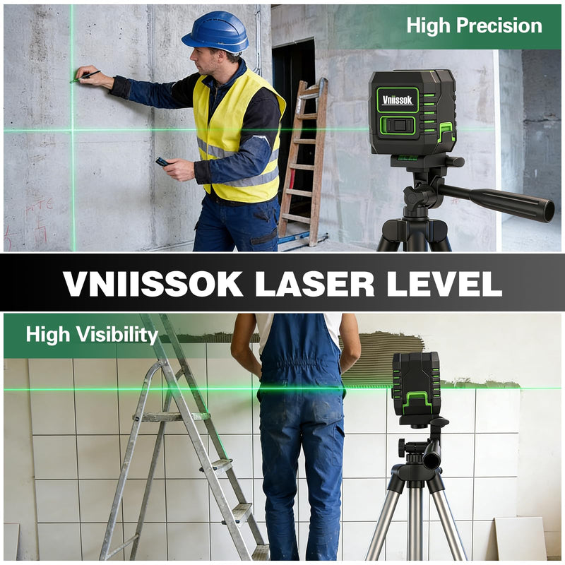 Laser Level 360 Self Leveling, Cross Line Laser with Self-Leveling, Vertical and Horizontal Line,for Construction and Picture Hanging, Horizontal Line leveler Tool (2 line green) 2 Line Green