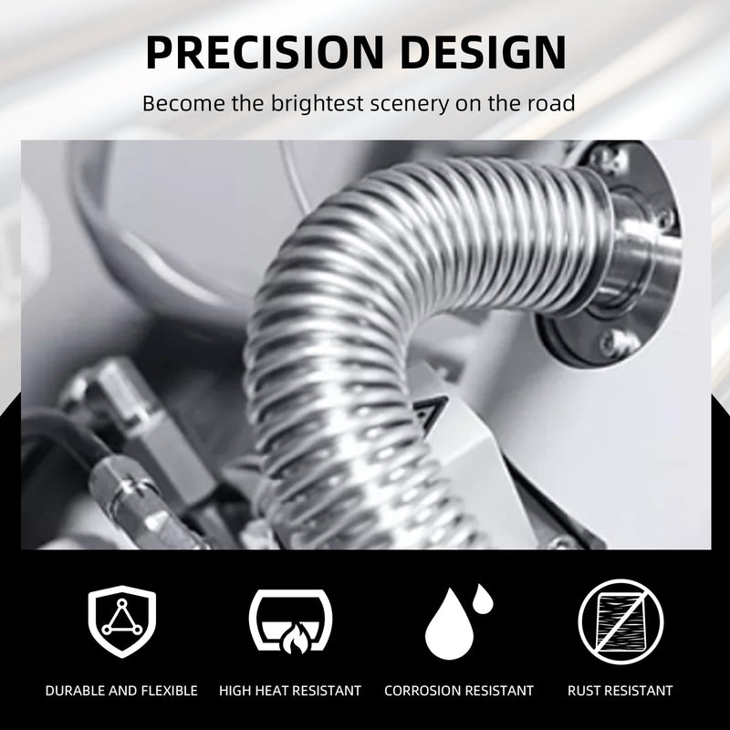 1 inch Stainless Steel Exhaust Hose, 59" Flexible Exhaust Pipe,Diesel Heater Flexible Exhaust Tubing with 2 Hose Clamps Generator Exhaust Hose Parking Air Heater Fuel Tank Diesel Gas 59in/150cm