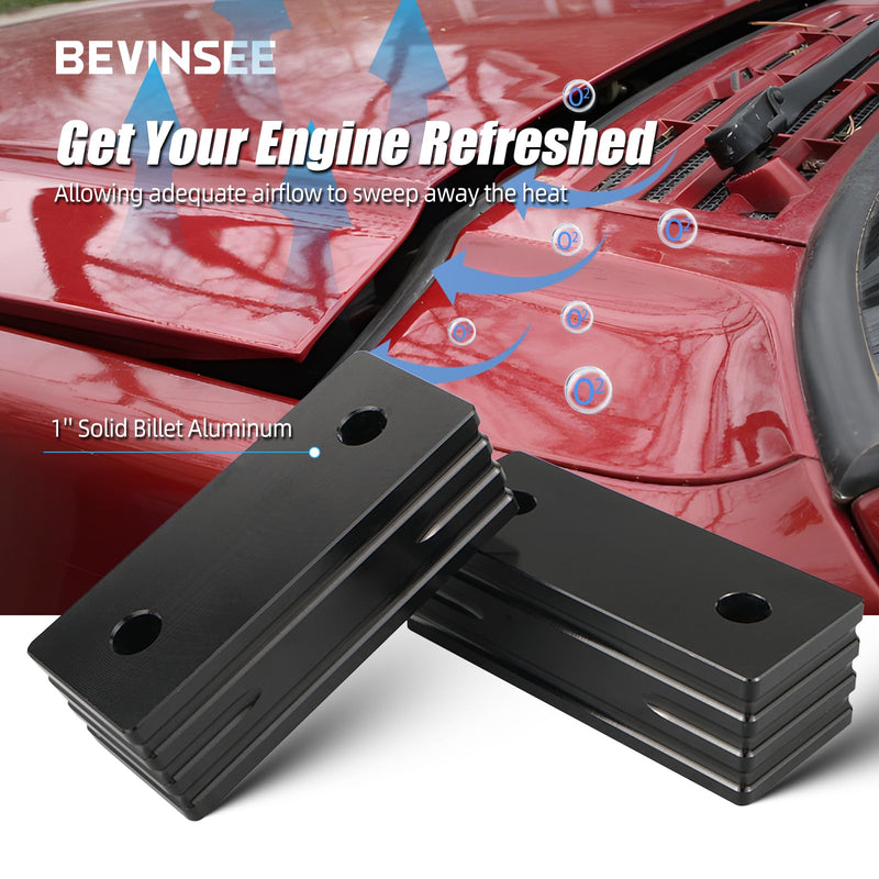 Bevinsee Hood Vent Space Riser Spacer Kit Compatible with Jeep Cherokee XJ 1984-2001 Black