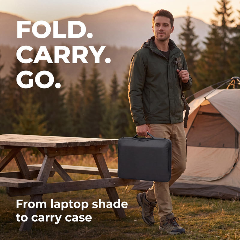 2-in-1 Laptop Bag, Laptop Sun Shade, Polyester Heat Insulated Waterproof Screen Hood, Portable Anti-Glare Laptop Protector for Outdoor Work, fits 13/14/15/16/17 inch notebooks