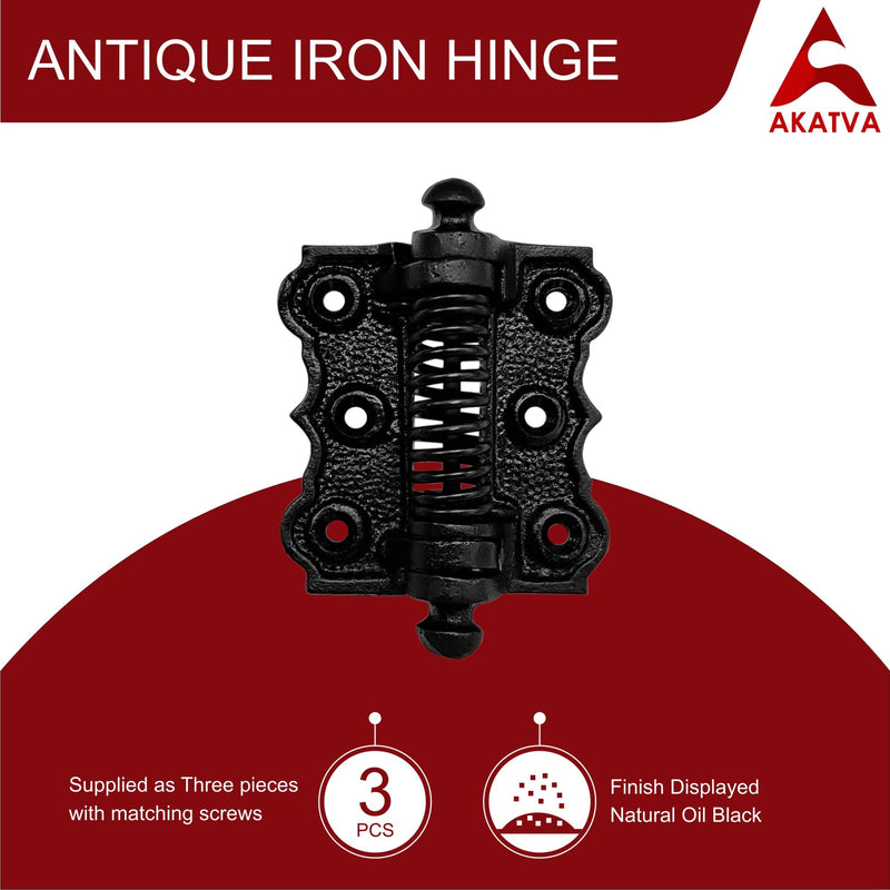 Akatva Self Closing Gate Hinges - Gate Closer Heavy Duty Gate Hinges- Self Closing Metal Gates Hinges - Self Closing Hinges - Auto Close Gate Hinges - Natural Oil Black Finish