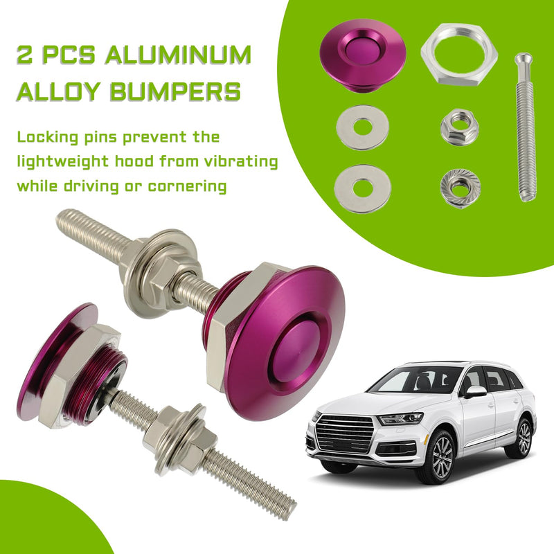 Diameter 1.25 inch Quick Release Latch Bumper Bumper Hood License Plate Lock Clip Kit Universal Aluminum Engine Hood Pin(Pack of 2pcs,Purple) Purple
