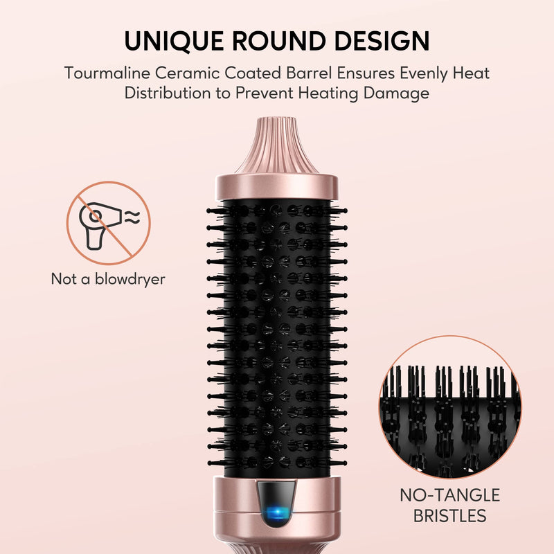 Terviiix Thermal Brush Ceramic Tourmaline Ionic Curling Iron Brush, 38MM Volumizing Hot Brush Create Root Volume & Loose Curls, Digital Display 5 Temperatures Heated Brush Volumizer, Dual Voltage