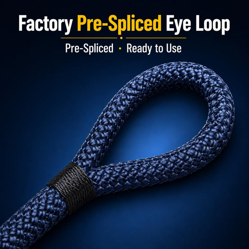 5/16" X 5FT (8mm x 1.5M) Fender Line Navy Blue 2 Pack Premium Double Braid, Mooring Dock Marine-Grade Dock Lines for Boats, Pre-Spliced with Eye Fender Lines 5/16" X 5FT - Navy
