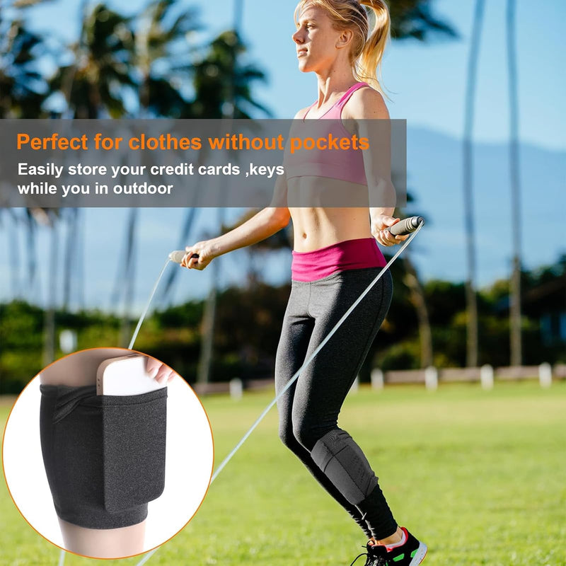 2 Pack Leg Phone Holder, Cell Phone Leg Straps Ankle Wallet Thigh Holder Wallet Calf Straps Adjustable Arm Pouch Non Slip Sports Armband Storage Bag for Equestrian Jogger Running Workout