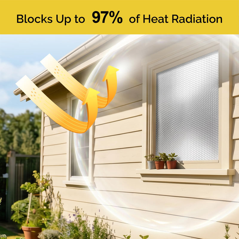 fowong Reflective Bubble Insulation Sheet, Double Side Window Insulation for Summer Heat, 48" x 10 Ft Aluminum Foil Bubble Shield, Sun Reflector for Window, RV, Garage Door, Roof 48" x 10 Ft X 3mm