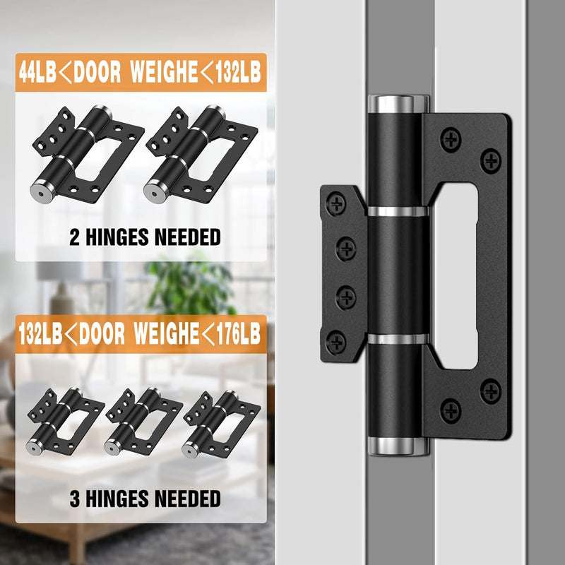 5 Inch Self Closing Door Hinges, Soft Close Non Mortise Hinges with Adjustable Speed and Quiet Closing, Heavy Duty Aluminum for Interior Doors (2 Pack, Black) 2