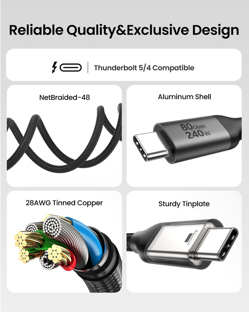 Silkland 80Gbps USB 4 Extension Cable for Thunderbolt 5/4, [240W Charging, 8K 60Hz] USB C Extender 3.3ft, 4K@540Hz Type C Male to Female Adapter Compatible for USBC Hub, iPhone 17/16, MacBook, iPad 3.3 Feet