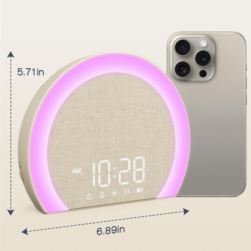 ANJANK Extra Loud Alarm Clock with Wireless Bed Shaker, Vibrating Dual Alarm with Light Wake Up for Heavy Sleepers & Hearing Impaired, 9-Color Night Light, 8 Sounds, 0-100% Dimmer, USB Charger Latte