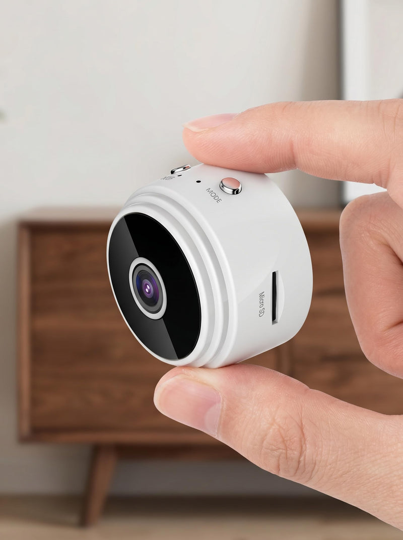 Mini WiFi Camera Indoor Wireless Security Camera with Micro SD Slot, Portable Smart Home Monitor, Magnetic Mini Camera for Office Travel Room white 2