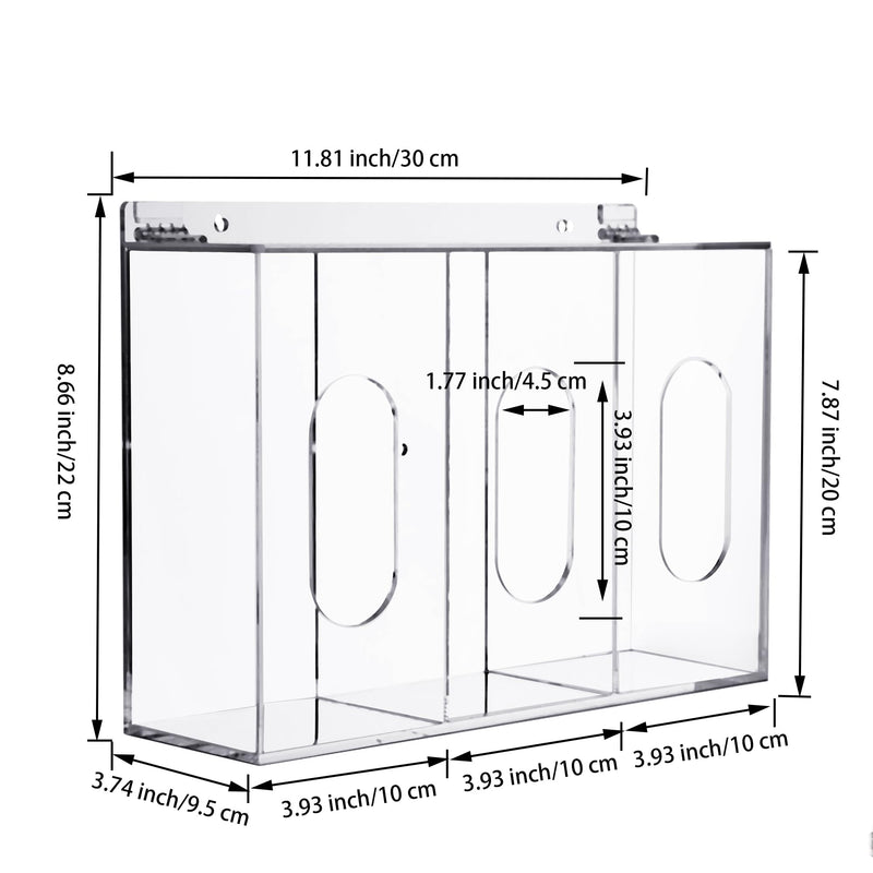 Hairnet & Shoe Cover Dispenser Triple Disposable Mask Plastic Glove Box Holder with Lid Wall Mount Acrylic Clear Storage Containers for Organizing Sanitation Tool Case (clear)