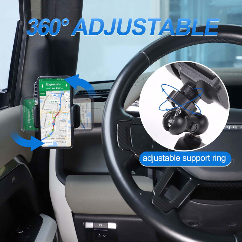 Phone Holder Compatible with Land Rover Defender 90 110 130 2020-2023, 360° Adjustable Dash Left Side Phone Mount Holder for All Smartphones (Style A) Style A