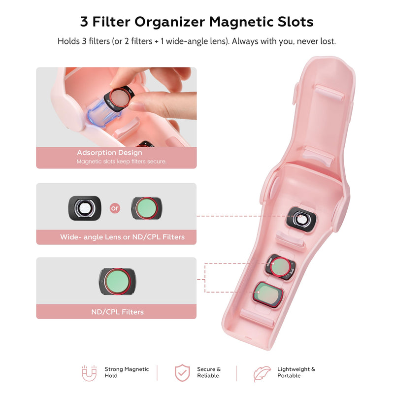 Osmo Pocket 4/3 Protective Case with Lanyard & Wrist Strap, Pink | Portable ABS Hard Shell Cover, Storage 3 Filter CPL/ND/Wide Angle Lens, Impact-resistant Gimbal & Screen Protection