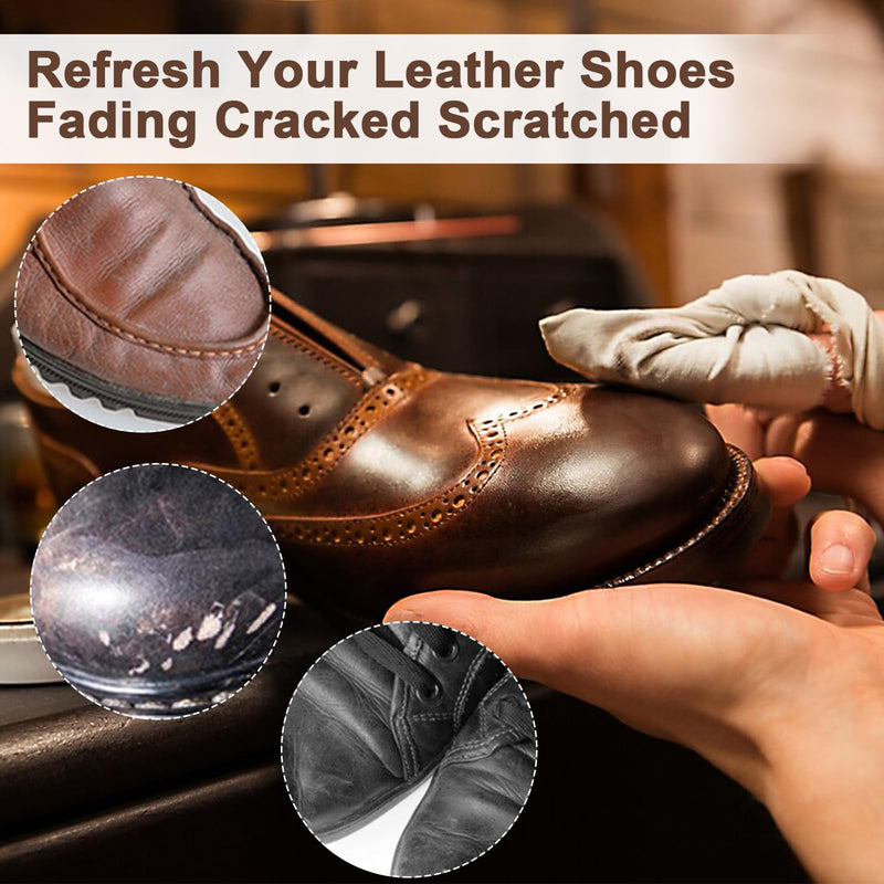 15Pcs Shoe Shine Kit for Men – Gift with Mink Oil & Saddle Soap, 3 Horsehair Brushes, Black/Brown/Neutral Polish – Leather Boot Care Kit with Sponges & Cloth – Complete Cleaning & Conditioning Set
