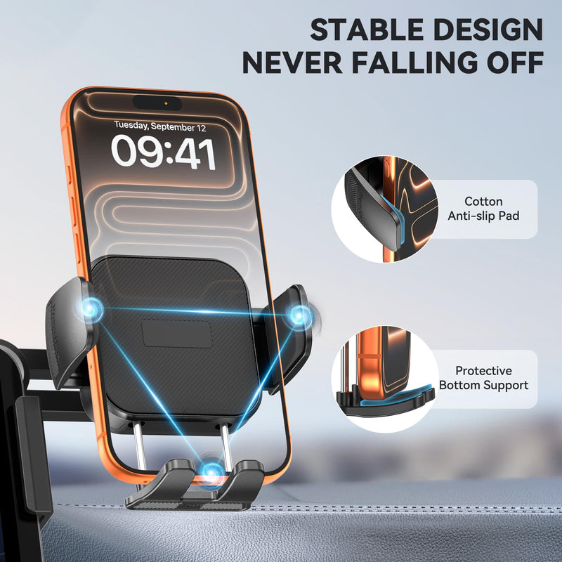 Tesla Phone Mount Model 3/Y Accessories: No-Adhesive for Clamp Car Mount for Model 3,Y,Juniper,Highland,Cybertruck,Fit for iPhone,Samsung,Google and All Android Mobile Phone