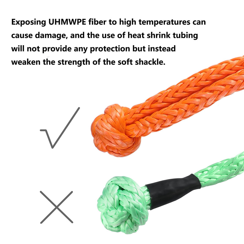 Ucreative 2Pcs Synthetic Soft Shackle 1/2 Inch x 22 Inch (56,000lbs Breaking Strength) with Extra Sleeves (Orange) Orange
