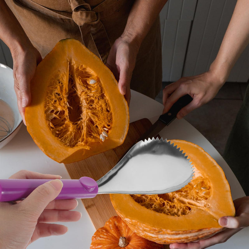 Hand Tools 3Pcs Pumpkin Scooper Stainless Steel Fruit Carving Tool Manual Watermelon Cantaloupe Scooper Melon Baller Scoop Set Pumpkin Corer Pumpkin Pulp Separator for Kitchen