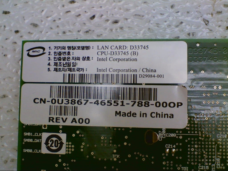 INTEL PRO/1000 PCI-e GIGABIT Ethernet NIC U3867
