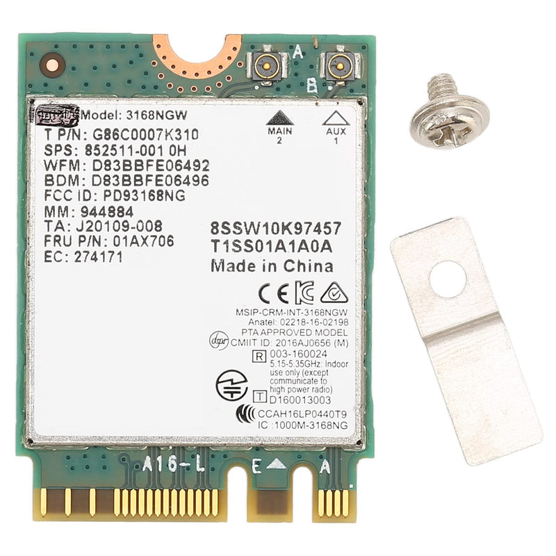 WiFi Module Dual Frequency Network Card 3168ngw Wireless Module Wireless Module 3168ngw Ac Ngff M.2 2.4g 5g Dual Frequency 600mbps Bt 4.2 WiFi Network Card