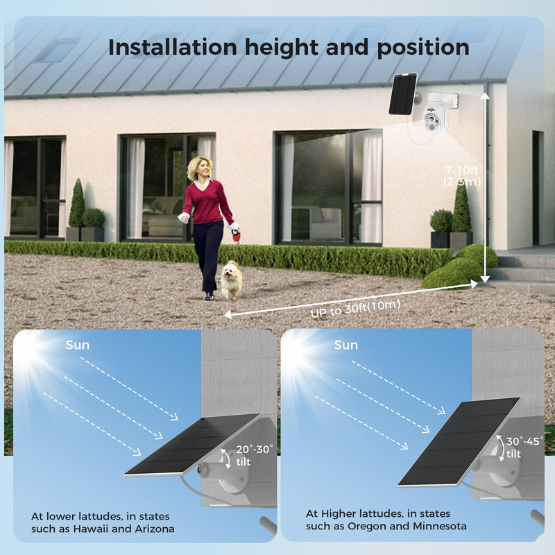 Hiseeu Solar Security Camera Outdoor, 4MP Wireless WiFi Camera, PTZ 360° View, PIR Motion Detection, Color Night Vision, IP66, 2-Way Audio, Compatible with Alexa WTD403us