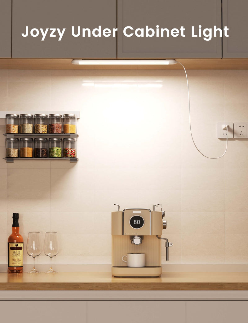 2 Pack Hand Wave Under Cabinet Lights, 16 Inch Plug in Dimmable Kitchen Counter Light Brightness Adjustable Over Sink Lighting, Super Bright LED Lights Motion Sensor Above Stove Lites Under Shelf Lamp White 2pack