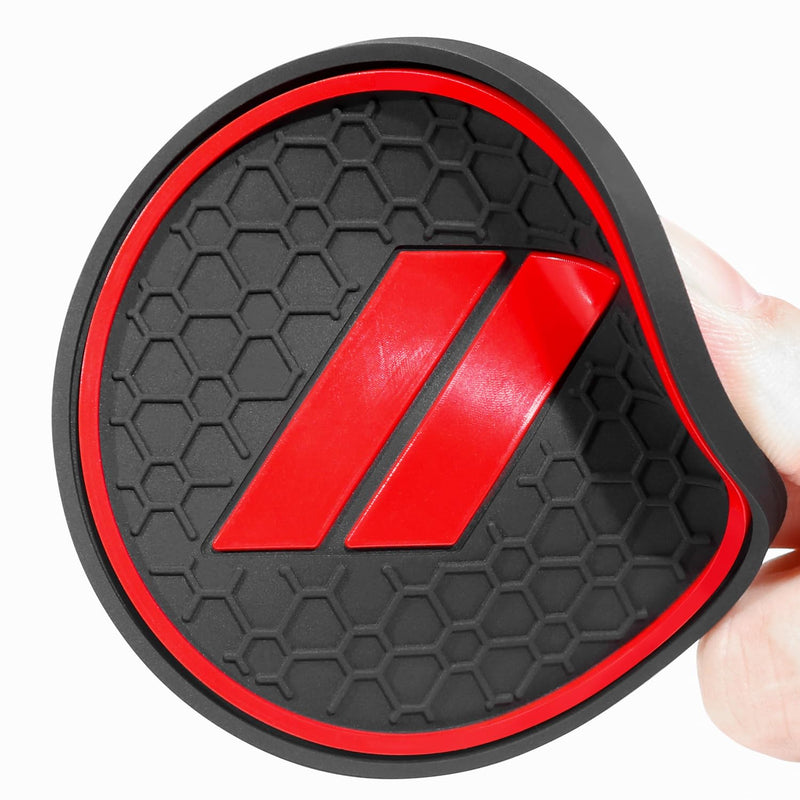 Cup Holder Inserts for Dodge Durango Accessories 2021 2022 2023 2024 2025 2026 Center Console Mat Custom Fit Silicone Cup Liners Pads Interior Decoration (5pcs/Set, Red) 2021+