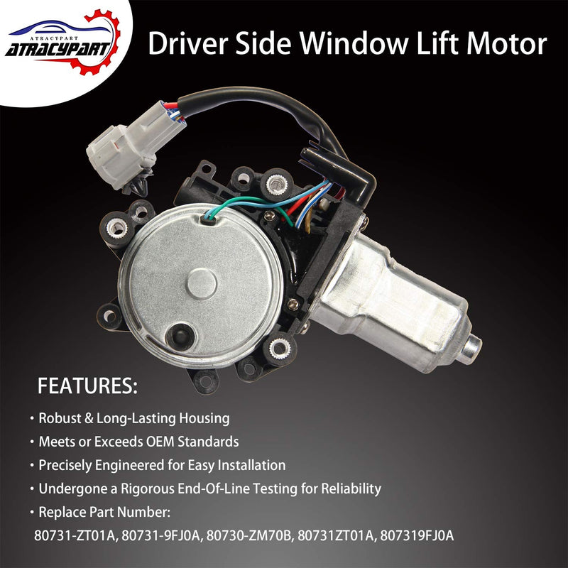 Window Lift Motor Front Left Driver Side | for 2004-2014 Nissan Titan, 2004 Nissan Pathfinder Armada, 2005-2014 Nissan Armada, 2004-2011 Infiniti QX56 | Replace # 80731-ZT01A 80731-9FJ0A Dirver Side