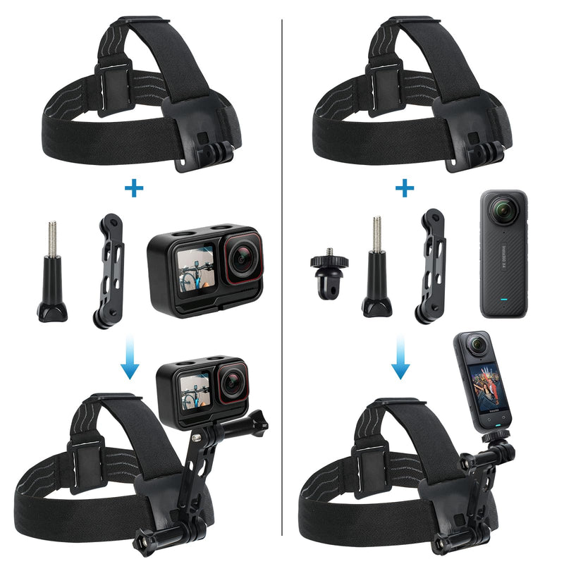 Head Strap Mount Quick Release GoPro DJI Insta360 Action Cam | Hands-free POV head strap quick release for GoPro DJI Osmo Insta360 action cam, breathable band for bike hike vlog run.