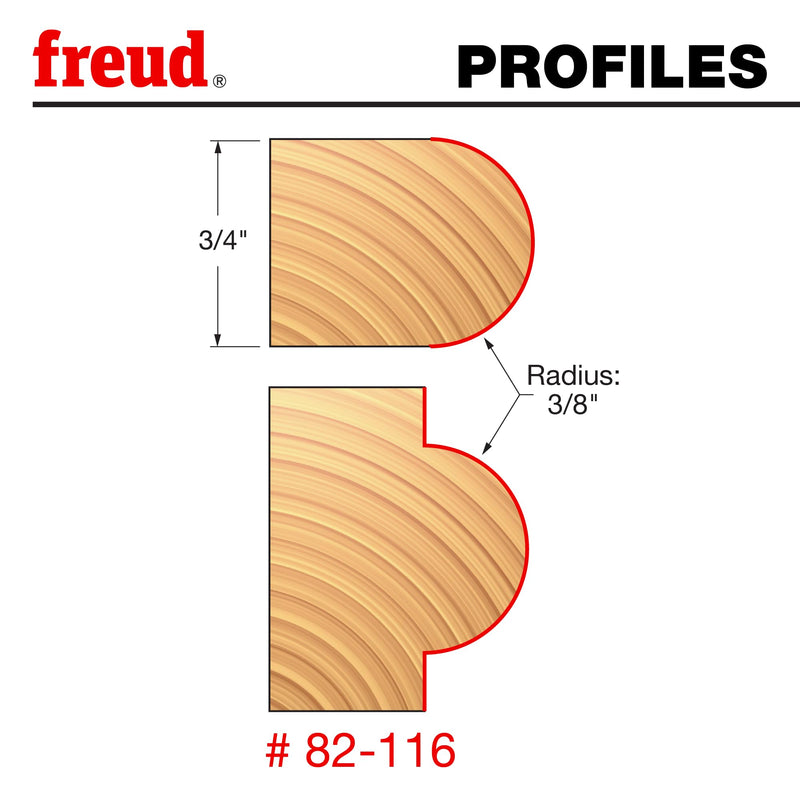 Freud 82-116: 3/8" Radius Half Round Bit with 1/2" Shank
