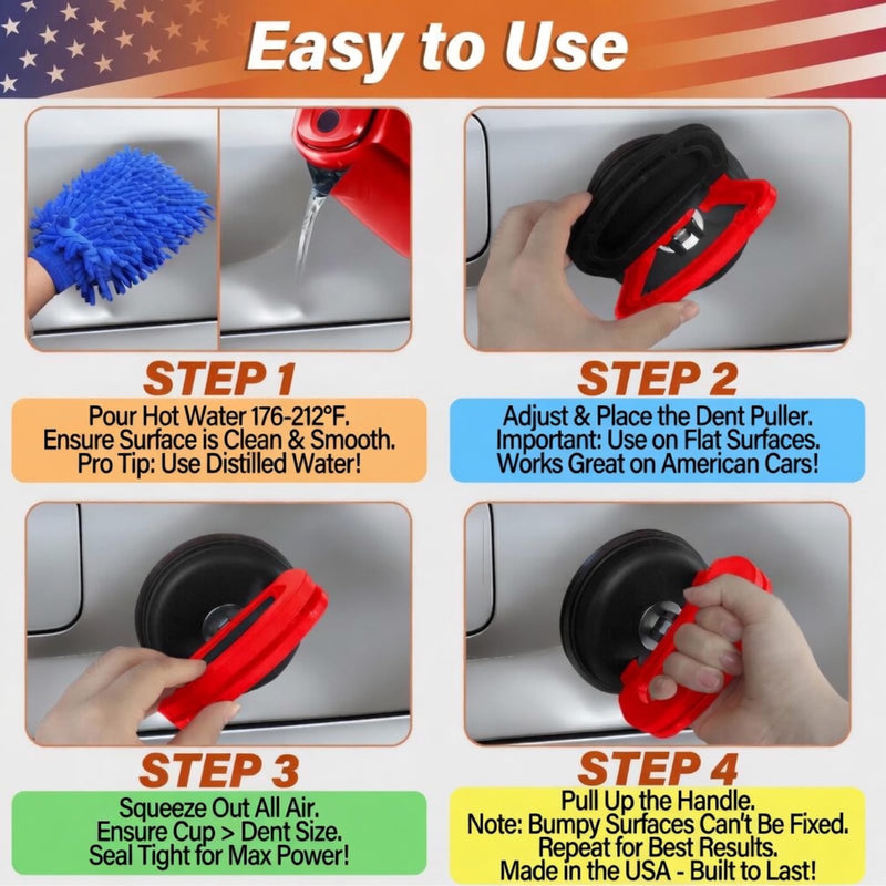12-in-1 Paintless Dent Repair Kit & Screen Opening Tools - Rubber Hammer, Stainless Steel Tap Down Pen with 9 Heads + 2 LCD Suction Cups for Car Dent Removal, Smartphone Tablet Laptop Screen Repair
