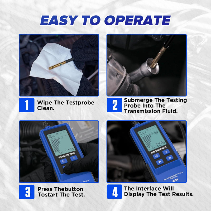 Transmission Fluid Tester Kit Gasoline & Diesel Gearbox Oil Diagnostic Tool High-Precision Diagnostic Analysis Tool with 31.5in Probe Transmittance/Temperature Testing, 2.8in Display (4 Batteries) Transmission Fluid Tester Kit -T20