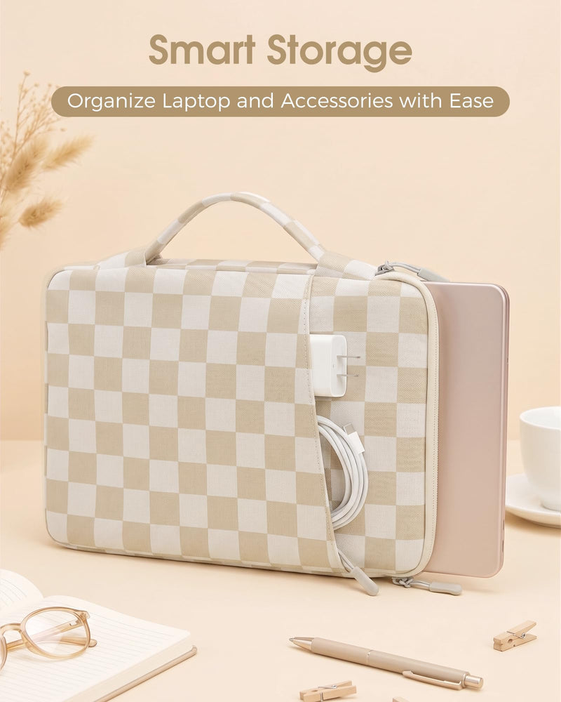 ProCase Laptop Sleeve for MacBook Neo 13 Inch 2026 -Checkered | Model A3404, A18 Pro, Protective Travel Carrying Case with Accessory Pocket & Carry Handle, Cute Pattern Sleeve for Girls Checkered