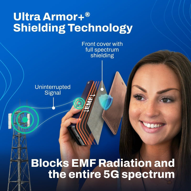 DefenderShield Universal E M F Blocker for Cell Phone Cover - Slim & Lightweight Full-Spectrum Radiation Blocker for Cell Phone to Reduce Wireless Signals & Battery Emissions from Direct Body Contact Black Standard