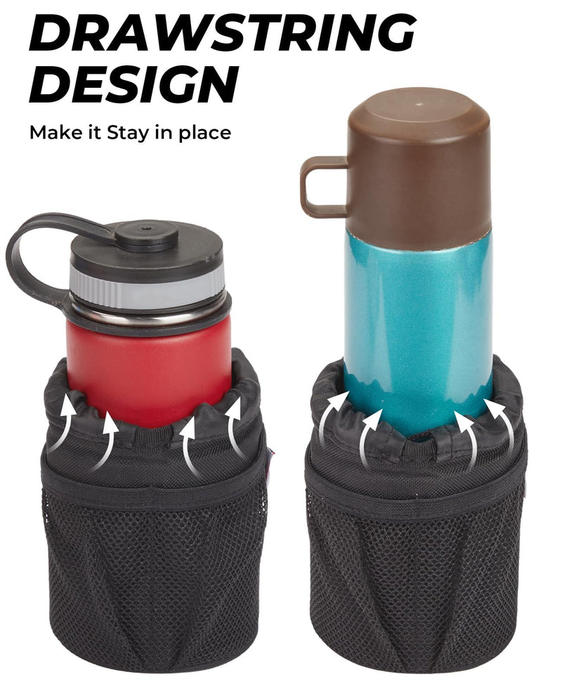 KEMIMOTO Motorcycle Cup Holder, Oxford Fabric Motorcycle Drink Holder with 0.6"-1.5" Alligator Clamp, Universal Water Bottle Cup Accessories for Bike, ATV/UTV, Scooter, Boat, Walker Black 1 PC,Medium