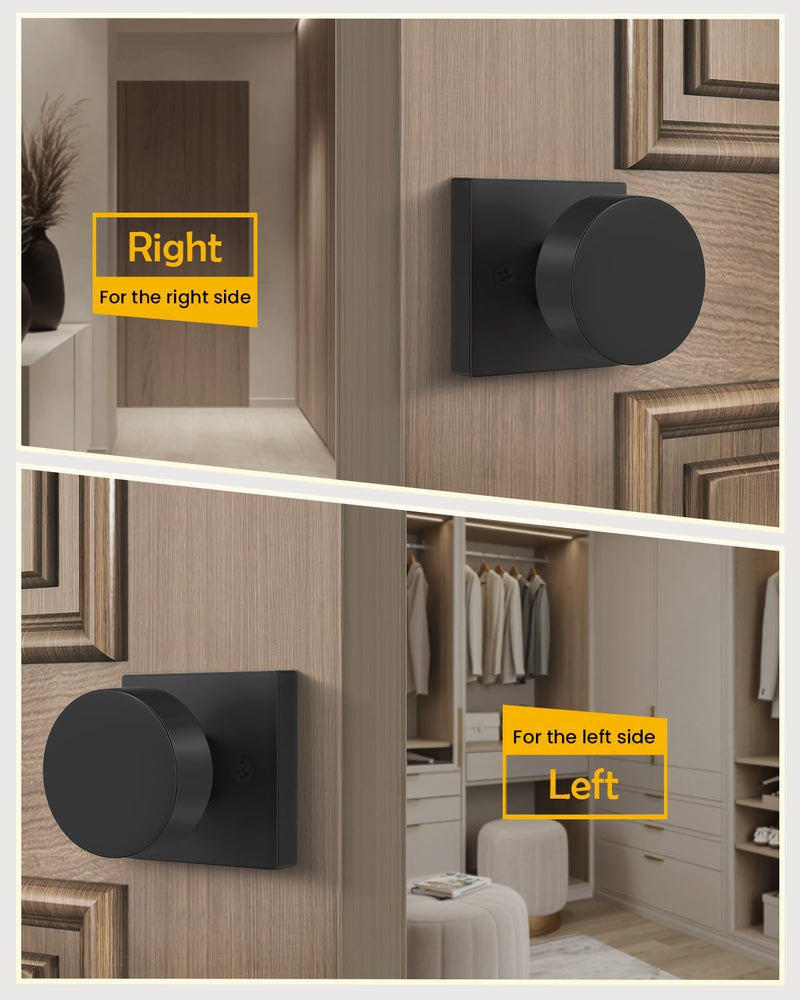 Goldenwarm Black Dummy Door Knobs Interior, Matte Black Dummy Door Knobs for Closets, Hallways, Kitchens, Zinc Alloy Heavy Duty Modern Square Interior Door Knob(1 Pairs / 2 Pieces) Matte Balck 1