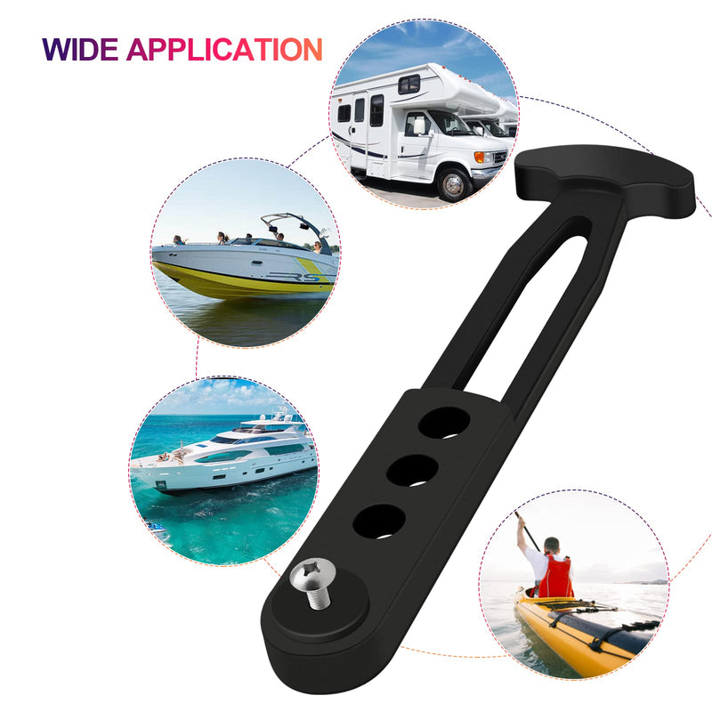 2 Pack Boat Telescoping Ladder Rubber Strap, Boarding Fixed Lock Belt Adjustable 4-Hole Installation for Pontoon Boat Yacht Roof RV Folding Ladder 2 Pack, Black