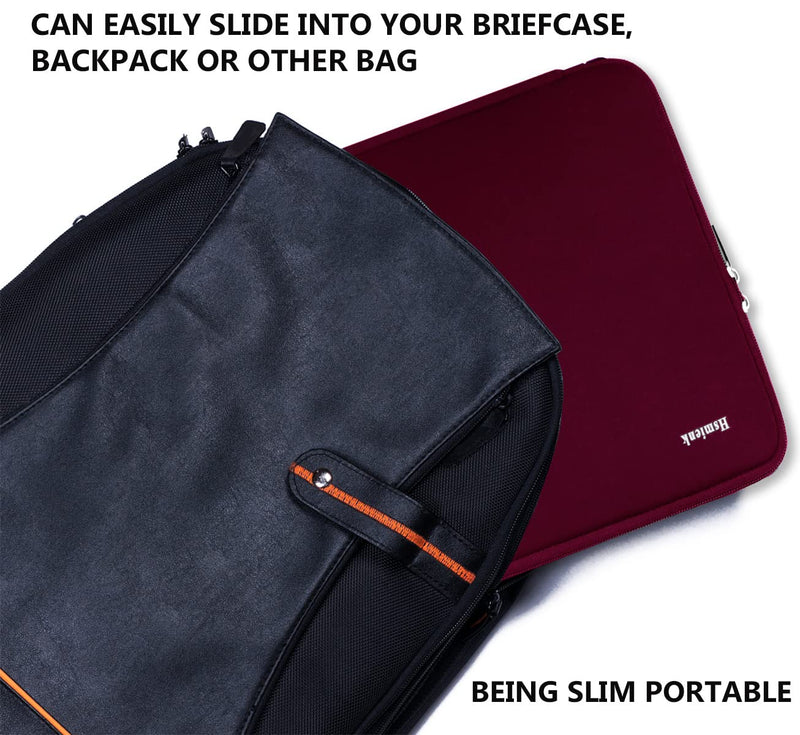 14 inch Laptop Sleeve, Upgrade Shockproof Protective Computer Cover Flip Case Briefcase Carrying Bag Compatible with 14"-15" HP, Lenovo, Asus, Acer, Notebook, Chromebook Computer, Red 14 Inch