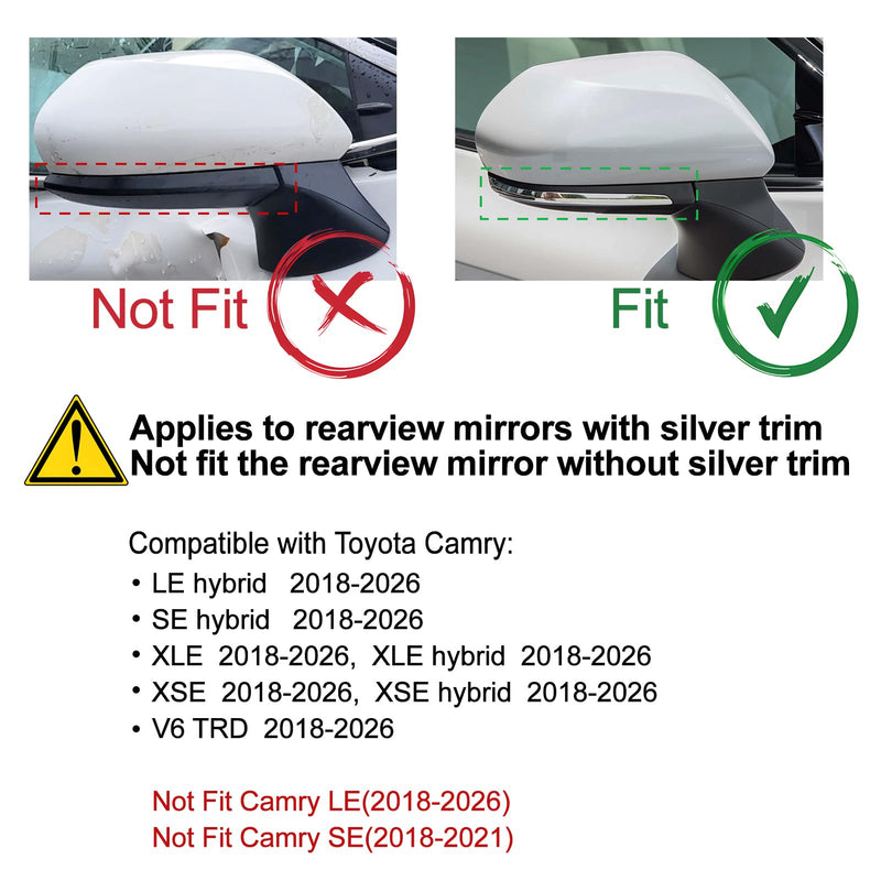 CKE Compatible with Toyota Camry 2026 2025 2024 2023 2022 2021 2020 2019 2018 Accessories Car Exterior Door Side Rearview Mirror Guard Cover Trim Caps -Glossy Black Glossy Black-A