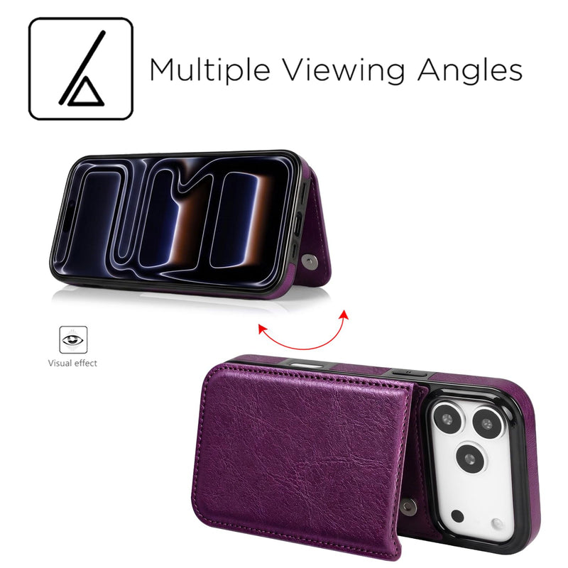 uCOLOR for iPhone 17 Pro Wallet Case Flip Wine Red | PU Leather RFID Blocking with Card Holder Slots for Women Men Magnetic Clasp Kickstand 6.3"