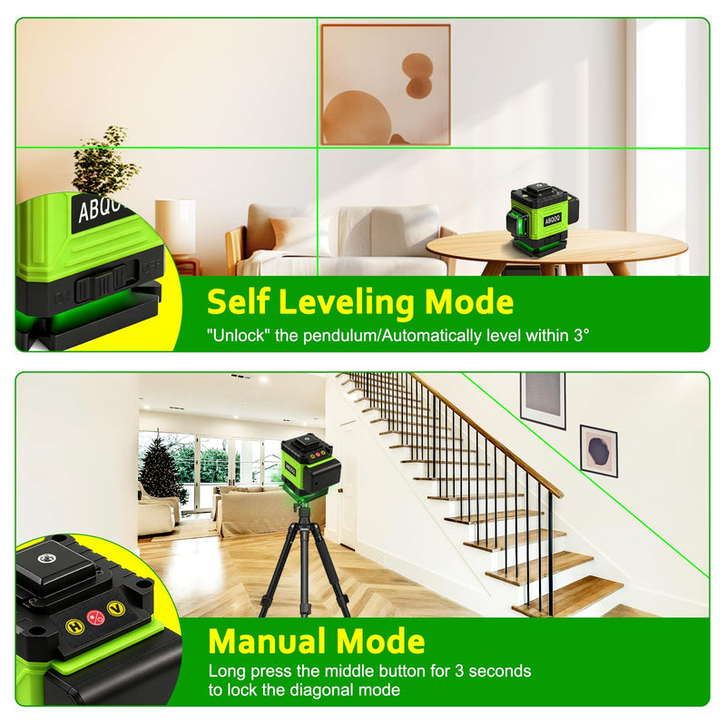 Laser Level 360 Self Leveling 2D Green Cross Line Laser for Ground Leveling | Lazer Leveler Tool for Picture Hanging, Tiling, Home Renovation, Measuring, Construction