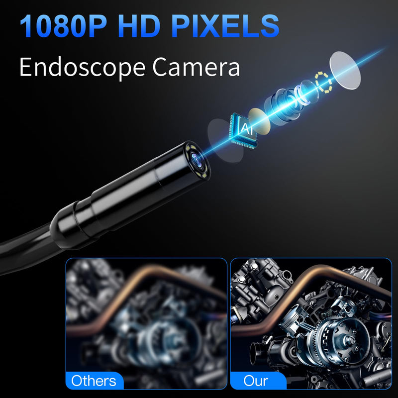 Endoscope Camera with Light - 4.3" LCD Screen Inspection Cameras,IP67 Waterproof Borescope with 8 Adjustable LED Lights,HD 1080P Endoscope Camera 16.5ft Semi-Rigid Cord,gifts for men tools and gadgets Grand 30-(2024 version)