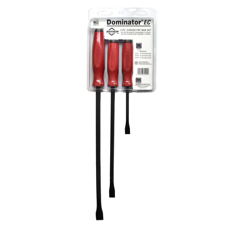 Mayhew Tools 31090 Dominator Economy Curved Pry Bar, Red, Small 3-Piece Set