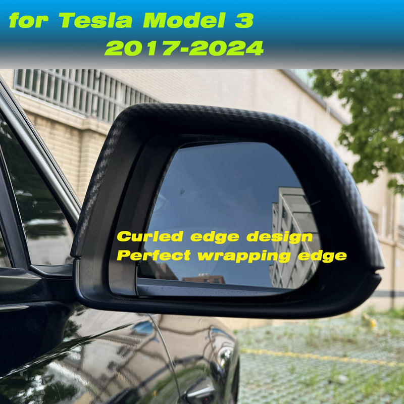 for Tesla Model 3 Rearview Mirror Guard Cover, Side Mirror Cover Exterior Accessories fit for Tesla Model 3 2017-2025 (Model 3-Matt Carbon Fiber Pattern) Model 3-Matt Carbon Fiber Pattern