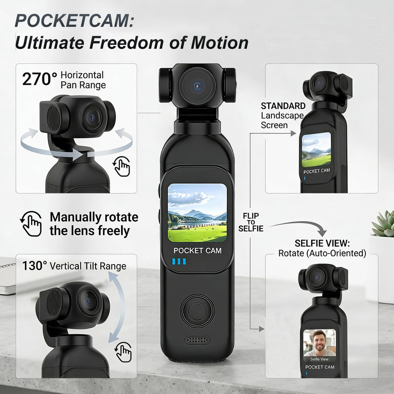Body Camera with Audio & Video Recording Vlogging Camera Handheld Cam-32GB | POV Camera with 270° Rotating Lens 1080P Pocket Body Cam with External Charging Pod Portable Video Recorder for Outdoor/Sport
